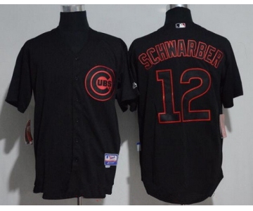 Men's Chicago Cubs #12 Kyle Schwarber Lights Out Black Pinstripe Stitched MLB Majestic Cool Base Jersey