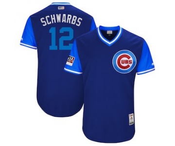 Men's Chicago Cubs 12 Kyle Schwarber Schwarbs Majestic Royal 2018 Players' Weekend Authentic Jersey