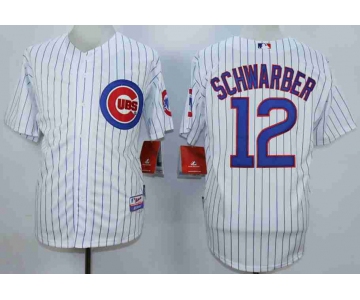 Men's Chicago Cubs #12 Kyle Schwarber White Coo Base Jersey