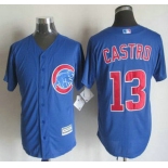 Men's Chicago Cubs #13 Starlin Castro Alternate Blue 2015 MLB Cool Base Jersey