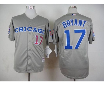 Men's Chicago Cubs #17 Kris Bryant 1990 Turn Back The Clock Gray Jersey W1990 All-Star Patch