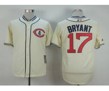 Men's Chicago Cubs #17 Kris Bryant Cream 1929 Majestic Cooperstown Collection Throwback Jersey