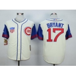 Men's Chicago Cubs #17 Kris Bryant Cream 1942 Majestic Cooperstown Collection Throwback Jersey