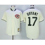 Men's Chicago Cubs 17 Kris Bryant Cream Turn Back the Clock Stitched MLB Majestic Cooperstown Collection Jersey