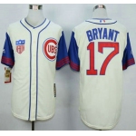 Men's Chicago Cubs #17 Kris Bryant Cream With Blue 1942 Turn Back The Clock Jersey