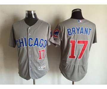 Men's Chicago Cubs #17 Kris Bryant Gray Road 2016 Flexbase Majestic Baseball Jersey