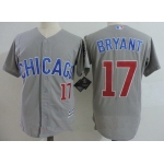 Men's Chicago Cubs #17 Kris Bryant Gray Road with Small Number Stitched MLB Majestic Cool Base Jersey