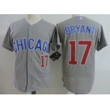 Men's Chicago Cubs #17 Kris Bryant Gray Road with Small Number Stitched MLB Majestic Cool Base Jersey