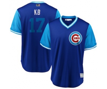 Men's Chicago Cubs 17 Kris Bryant KB Majestic Royal 2018 Players' Weekend Cool Base Jersey