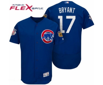 Men's Chicago Cubs #17 Kris Bryant Royal Blue 2017 Spring Training Stitched MLB Majestic Flex Base Jersey