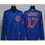 Men's Chicago Cubs #17 Kris Bryant Royal Blue Long Sleeve Stitched MLB Majestic Cool Base Jersey