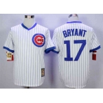 Men's Chicago Cubs #17 Kris Bryant White Throwback Jersey