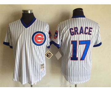 Men's Chicago Cubs #17 Mark Grace 1988 White Pullover Stitched MLB Throwback Jersey By Mitchell & Ness