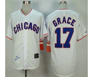Men's Chicago Cubs #17 Matt Garza 1968 White Throwback Jersey
