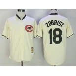 Men's Chicago Cubs #18 Ben Zobrist 2017 Cream Turn Back the Clock Stitched MLB Majestic Cooperstown Collection Jersey