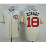 Men's Chicago Cubs #18 Ben Zobrist Cream 1929 Majestic Cooperstown Collection Throwback Jersey