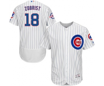 Men's Chicago Cubs 18 Ben Zobrist Majestic Home White Flex Base Authentic Collection Player Jersey