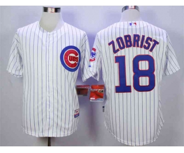 Men's Chicago Cubs #18 Ben Zobrist White Cool Base Jersey