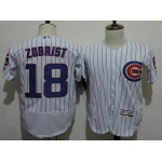 Men's Chicago Cubs #18 Ben Zobrist White Home 2016 Flexbase Majestic Baseball Jersey