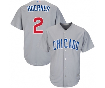 Men's Chicago Cubs #2 Nico Hoerner Grey Road Baseball Cool Base Jersey