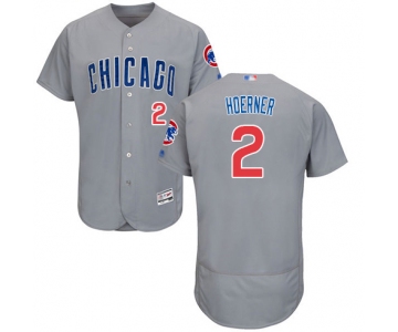 Men's Chicago Cubs #2 Nico Hoerner Grey Road Baseball Flex Base Jersey