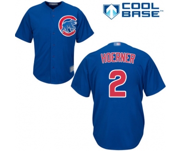 Men's Chicago Cubs #2 Nico Hoerner Royal Blue Alternate Baseball Cool Base Jersey