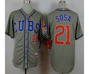 Men's Chicago Cubs #21 Sammy Sosa Alternate Road Grey MLB Cool Base Jersey