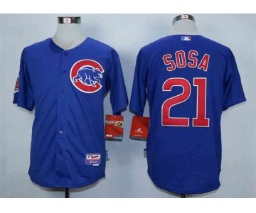 Men's Chicago Cubs #21 Sammy Sosa Blue Cool Base Jersey