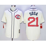 Men's Chicago Cubs #21 Sammy Sosa Cream 1929 Turn Back The Clock Jersey