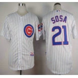 Men's Chicago Cubs #21 Sammy Sosa Home White MLB Cool Base Jersey