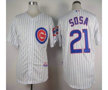 Men's Chicago Cubs #21 Sammy Sosa Home White MLB Cool Base Jersey