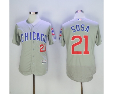 Men's Chicago Cubs #21 Sammy Sosa Retired Gray Road 2016 Flexbase Majestic Baseball Jersey