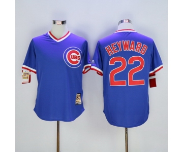 Men's Chicago Cubs #22 Jason Heyward Blue Pullover Majestic Cooperstown Collection Throwback Jersey