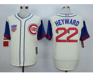 Men's Chicago Cubs #22 Jason Heyward Cream 1942 Majestic Cooperstown Collection Throwback Jersey