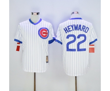 Men's Chicago Cubs #22 Jason Heyward White Pullover Majestic Cooperstown Collection Throwback Jersey