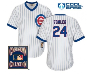 Men's Chicago Cubs #24 Dexter Fowler White Pullover 1968-69 Cooperstown Collection Cool Base Jersey