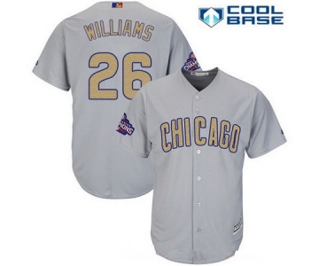 Men's Chicago Cubs #26 Billy Williams Gray World Series Champions Gold Stitched MLB Majestic 2017 Cool Base Jersey