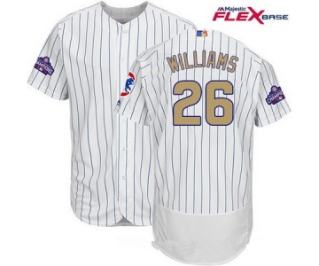 Men's Chicago Cubs #26 Billy Williams White World Series Champions Gold Stitched MLB Majestic 2017 Flex Base Jersey