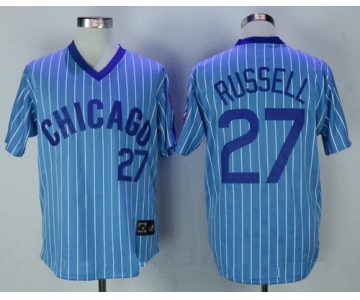 Men's Chicago Cubs #27 Addison Russell Light Blue Pullover 1988 Cooperstown Collection Stitched MLB Jersey By Majestic