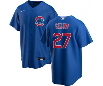 Men's Chicago Cubs #27 Seiya Suzuki Royal Cool Base Stitched Baseball Jersey