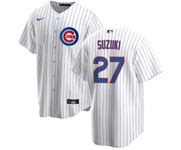 Men's Chicago Cubs #27 Seiya Suzuki White Cool Base Stitched Baseball Jersey