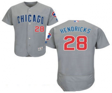 Men's Chicago Cubs #28 Kyle Hendricks Gray Road Stitched MLB 2016 Majestic Flex Base Jersey