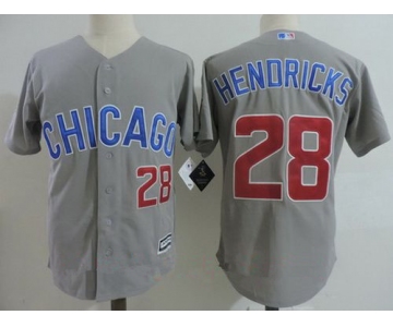 Men's Chicago Cubs #28 Kyle Hendricks Gray Road with Small Number Stitched MLB Majestic Cool Base Jersey