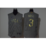 Men's Chicago Cubs #3 David Ross Grey Gold 2020 Cool and Refreshing Sleeveless Fan Stitched Flex Nike Jersey