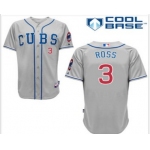 Men's Chicago Cubs #3 David Ross gray Jerseys