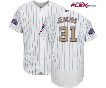 Men's Chicago Cubs #31 Fergie Jenkins White World Series Champions Gold Stitched MLB Majestic 2017 Flex Base Jersey