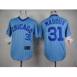 Men's Chicago Cubs #31 Greg Maddux 1988 Light Blue Majestic Jersey