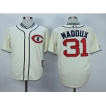 Men's Chicago Cubs #31 Greg Maddux Retired Cream 1929 Majestic Cooperstown Collection Throwback Jersey