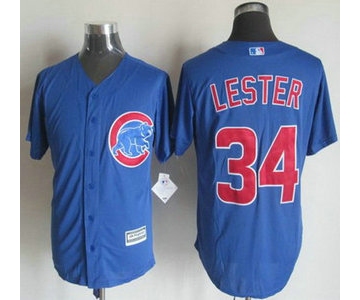 Men's Chicago Cubs #34 Jon Lester Alternate Blue 2015 MLB Cool Base Jersey