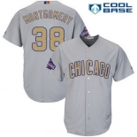 Men's Chicago Cubs #38 Mike Montgomery Gray World Series Champions Gold Stitched MLB Majestic 2017 Cool Base Jersey